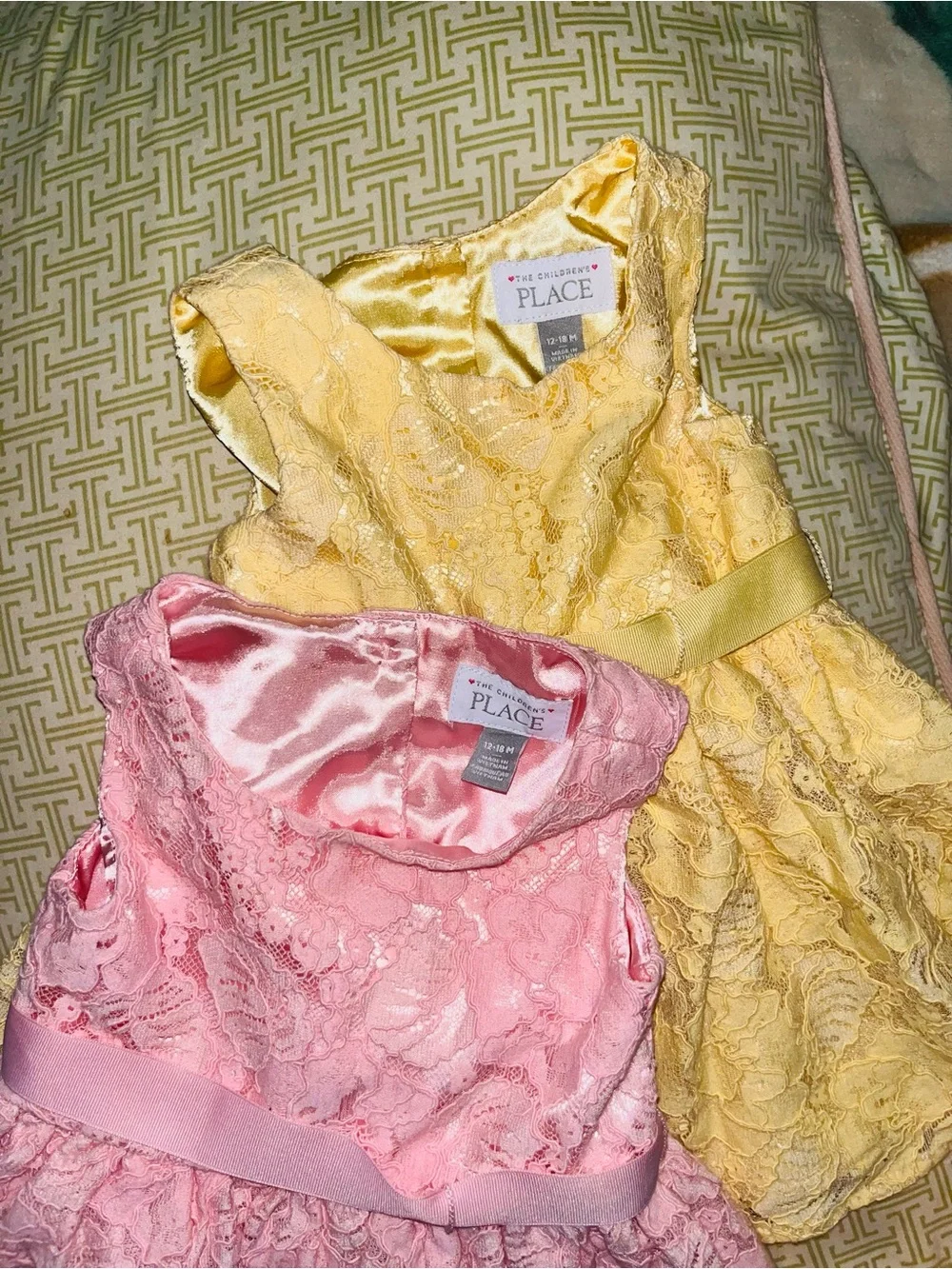 Children’s place Girls Pink and yellow Lace Skirted Bottom with Bow 12-18m